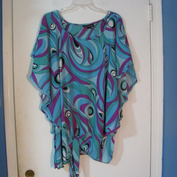 Ashley Stewart Tops - * Ashley Stewart Tunic Top 22 24 Plus Size Blue Green Lightweight Swim Cover Top